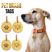 Étiquettes personnalisées en laiton martelé pour animaux de compagnie, avec logo gravé, pour chats et chiens