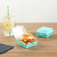 Cajas de hamburguesas desechables de cartón con logotipo personalizado para llevar, contenedor de embalaje de comida rápida, caja de hamburguesas