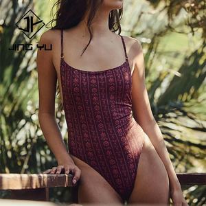 Traje de Baño de Diseño de Fábrica, Traje de Baño de Lujo con Estampado Hawaiano, Traje de Baño de Una Pieza con Tirantes y Aberturas, Ropa de Playa - Product Image 2