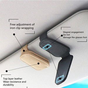 Magnetische Leder Sonnenbrille halter mit Brille Organizer Lagerung Auto Sonnenblende Innen zubehör Werbe geschenke - Product Image 6