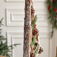 Décoration de Noël rustique en bois pour table, avec pommes de pin et baies, style ferme, pour la maison