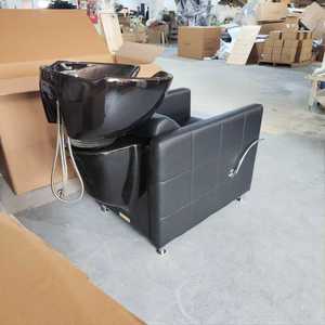 Sillón de Lavado de Cabello Negro para Salón de Belleza, Estación de Lavabo para Barbería, Silla Tapizada para Lavar el Cabello para Salón y Spa - Product Image 3