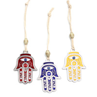 Métal Fatima Palm Pendentif Décoration Moyen-Orient Style Israélien Ornement Oeil Bleu Hébreu Juif Hanukkah Festival Cadeau