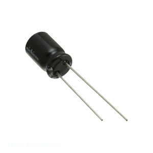 Condensador de canal del fabricante UEP1J220MPD 22 uF CAP ALUM 22UF 20% 63V RADIAL TH de montaje a través de orificio - Product Image 1