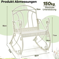 Fauteuil Papasan SunnyFeel Moderne en Forme de Crabe, Chaise à Bascule à Ressorts pour Extérieur, Banc de Jardin en Fer par Niceway Home