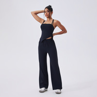 Nouvel ensemble de sport extensible quatre directions léger grande taille pour femme, avec cordon de serrage doux à la taille, deux pièces, vêtements d'entraînement et de fitness actifs
