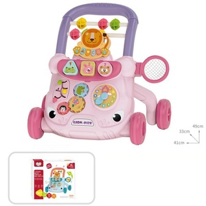 Trotteur musical multifonctionnel pour bébé, avec fonction assis-debout, anti-renversement, aide à la marche, jouet à cadre en plastique et glissière musicale - Product Image 2