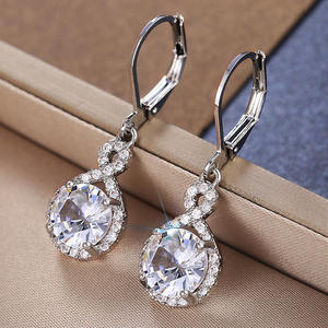 Rose Gold E463 Drop Earrings <b>Water</b> Drop <b>Crystal</b> Rhinestone Claw Setting Classic Women's Wedding Jewelry - Product Image 3