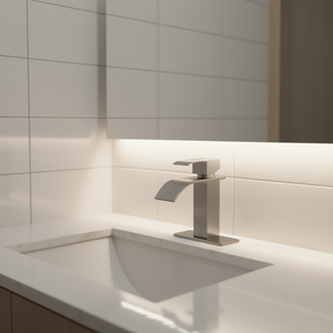 Grifo de Baño Moderno con Monomando y Caño en Cascada, Grifo Termostático para Lavabo con Juego de Ducha para Apartamentos - Product Image 2