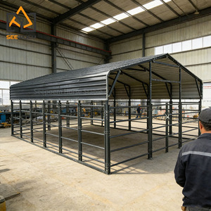 Kandang Kuda Portabel, Tempat Penampungan Hewan, Tempat Penampungan Ternak Luar Ruangan, Tempat Penampungan Peternakan Sapi Domba, Rangka Baja Atap Plat Logam - Product Image 3