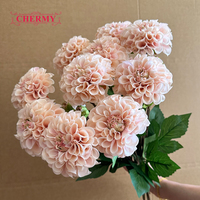 Fleurs artificielles Dahlia DC193 au toucher réel, hydratantes, roses, pour mariage et décoration intérieure