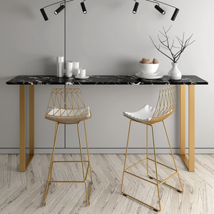Modern Custom Milk Shop Cafe Bistro Strip Gold Metal High <strong>Marble</strong> <strong>bar</strong> <strong>Table</strong> - Product Image 5