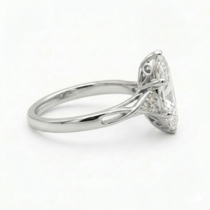 Elegant Marquise Cut Lab Grown Diamond Ring Solid 14K 18K White Gold Twisted Band <b>Cluster</b> Engagement Ring for Women - Product Image 3