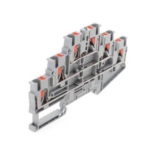 Wholesale Price PT Triple-level Terminal Block DIN rail Grey Blue Push-in Connection