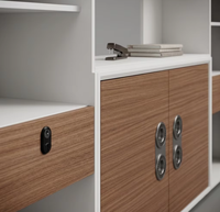 Workstation Eksekutif Minimalis Modern untuk 2 Orang, Papan Partikel Kayu Solid, Ketinggian Dapat Disesuaikan, Kipas Pendingin Layar, CPU