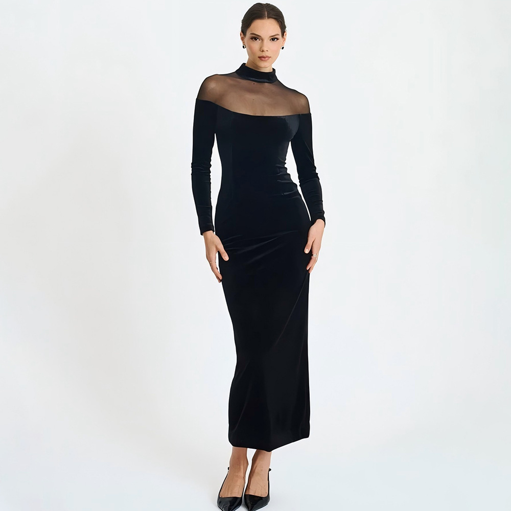 white christmas dresses Tavimart Black French Vintage Velvet Dress Women Korean Elegant Evenin –  tavimart main image 1