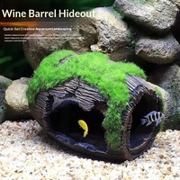 Décoration d'aquarium en résine, abri en forme de baril à vin, ornement, cachette pour poissons et crevettes, grotte