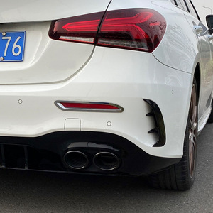 Mercedes-Benz A-Class W177 Rear <b>Bumper</b> Air Intake Blades Piano Black Carbon Fiber Texture ABS Adhesive Fit 2018+ - Product Image 2