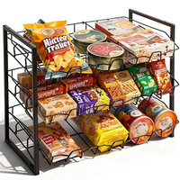 Étagère de présentation en métal sur mesure à 3 niveaux pour bonbons et snacks, montage facile, support réglable pour sachets de chips pour magasin