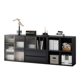 Mueble de Almacenamiento Modular de Madera Maciza Moderno con Puertas Corredizas para Sala de Estar, Dormitorio, Estudio, Librería - Product Image 1