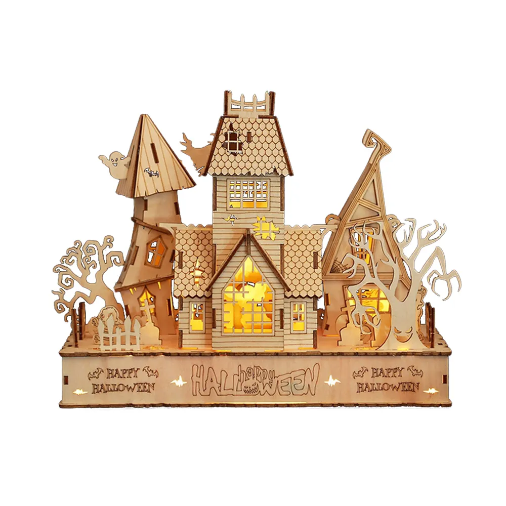 Halloween House Assemble Toys 3D DIY Wooden Puzzles TOYS For Adults