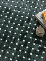 Mosaïque en marbre naturel KBMosaic G2P - Motif cannage moderne - Couleurs vert, blanc, noir - Pour usage intérieur et extérieur, salle de bain
