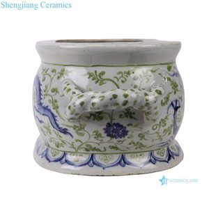 RXCG06-A-B Jingdezhen porcellana verde blu e bianco modello di drago forma ovale decorazione per la casa vaso di fiori in ceramica fioriera - Product Image 6