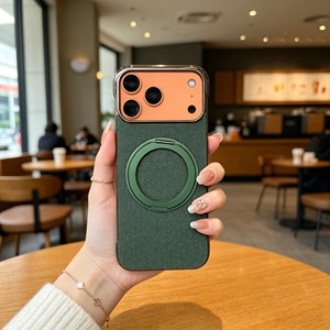 <span class=keywords><strong>Funda</strong></span> de Lujo con Marco Electrochapado y Cubierta de Tela Tejida, Soporte de Anillo Giratorio 360°, Carga Inalámbrica Magnética para <span class=keywords><strong>iPhone</strong></span> 17 Pro Max 16 - Product Image 6