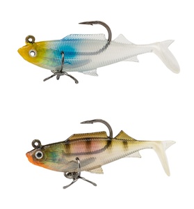 ชุดเหยื่อตกปลาแบบนิ่มลายทางสีเขียว 3 ชิ้น พร้อมหางรูปตัว T ทำจาก PVC ตา 3 มิติ ลอยน้ำได้ เหมาะสำหรับตกปลาเทราต์ <span class=keywords><strong>ปลา</strong></span>กะพง <span class=keywords><strong>ปลา</strong></span>เบส  ลดราคาพิเศษ - Product Image 1