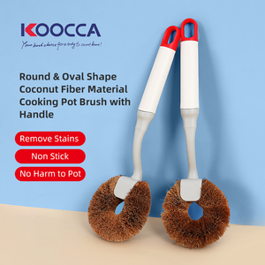 KOOCCA-Accesorios de cocina de fibra de coco natural respetuosos con el medio ambiente, cepillo de limpieza para fregadero con mango largo, superficie antiarañazos - Product Image 1