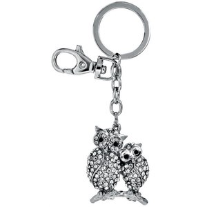 Portachiavi OWLS STRASS con Moschettone, Design Elegante a Forma di Gufo e Pietre Scintillanti, Senza Scatola Inclusa - Product Image 1