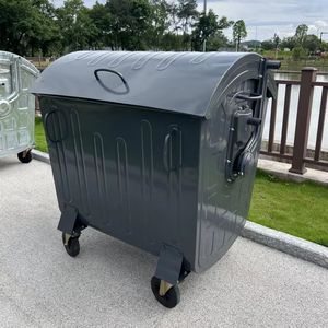 Kim loại ngoài trời rác thép mạ kẽm Thùng rác có thể 1100L với nắp & bánh xe bền công nghiệp chất thải container cho tái chế - Product Image 4