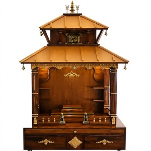 Sri Ram Darbar Solid Wood Pooja Mandir For Home Grand Shri Khatu Shyam Darbar Temple Home Mandir Custom Made Wooden Pooja Unit - Product Image 6