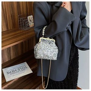 2024 New Bling Bling Women Fashion Sling <b>Bags</b> Shell Shaped <b>Sequined</b> Shoulder <b>Bags</b> With Pearl Handle Wholesale - Product Image 5