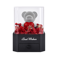 Boîte à bijoux en forme de rose avec collier, boucles d'oreilles et bague de fiançailles en peluche pour la Saint-Valentin