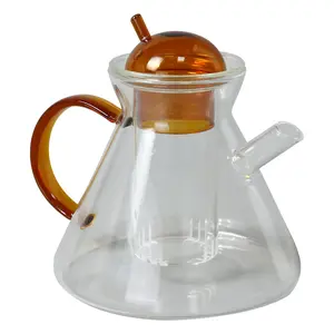 Modern Design borosilicate coffee pot With Combined cups set in Stock for Loose leaf tea or fruit tea