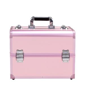Estuche de Maquillaje Foshan, Caja de Almacenamiento de Cosméticos Color Oro Rosa con Cerradura, Asa Desmontable, Organizador de Belleza Portátil de Color Sólido para Uso Doméstico - Product Image 1