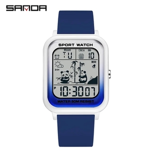Montre numérique pour homme Sanda 6120, marque haut de gamme, bracelet en TPU, <span class=keywords><strong>5</strong></span> <span class=keywords><strong>ATM</strong></span>, sport tendance, plusieurs fuseaux horaires, montres à quartz, résistantes aux chocs - Product Image 5