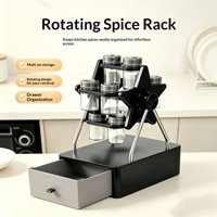 Étagère rotative pour épices de cuisine avec tiroir inférieur, support multifonctionnel pour bouteilles d'assaisonnements, pour utilisation sur comptoir