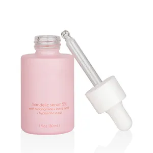 Conjunto de embalagem cosmética rosa fosco, 30ml garrafa de vidro rosa para embalagem de óleo e soro