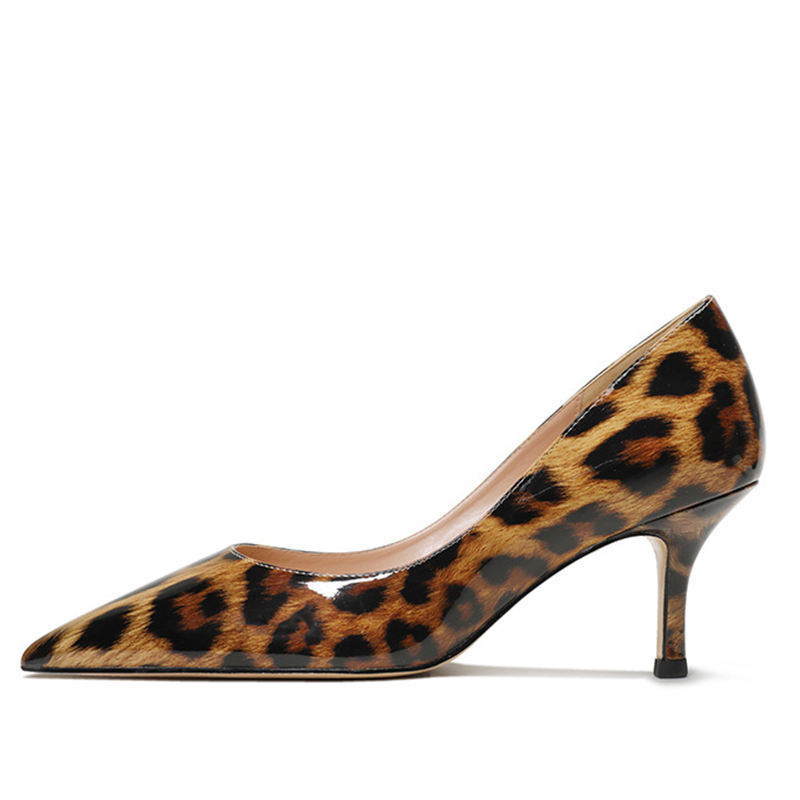 Leopard print patent leather
