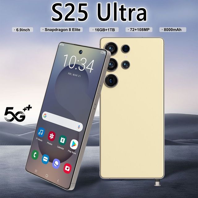 S25 Ultra 5G Smartphone with Dual Card Function 48+108MP HD Camera Deca Core CPU Android 15 16GB RAM 1TB ROM 8000mAh Battery
