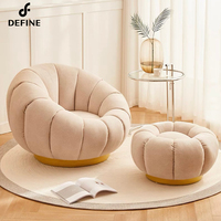 Mobilier moderne pour hôtel Pouf confortable en bois en forme de citrouille Canapé de loisir Chaise pour balcon Salon