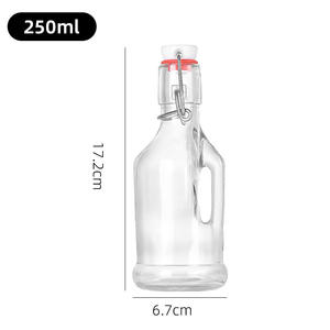 250ml 350ml 500ml Bouteilles transparentes en verre scellé hermétique avec cruche et couvercle à boucles en acier inoxydable - Product Image 1