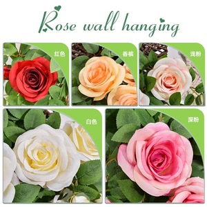 Guirlandes de roses artificielles uniques en soie pour décoration murale suspendue, plantes vertes d'intérieur - Product Image 4