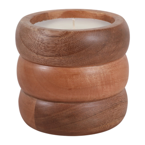 Candela in Legno di Mango Scanalato Profumata alla Vaniglia Stile Pilastro per Decorazione Interna ed Esterna - Product Image 3