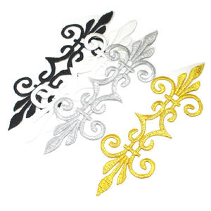 Yk050 patchs de broderie fer sur or et argent Applique repassage Cosplay <span class=keywords><strong>Costume</strong></span> fleurs garnitures 17.5cm * 6cm - Product Image 5