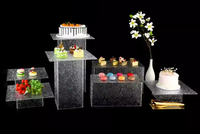 Support d'affichage moderne en acrylique écologique pour buffet d'hôtel, pour gâteaux, desserts et décorations lumineuses