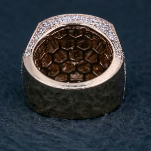 Moissanite <b>Ring</b> Rhodium Christian Hexagon Shape 925 Sterling Silver Pave Setting Brilliant Cut Geometric Minimalist Unisex - Product Image 1