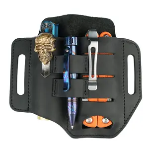 2022 Echt Leer Multitools Schede 3 Pockets Organizer Schede Voor Messen/Zaklampen/Tactische Pennen/Tools